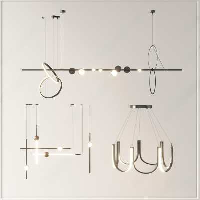 现代吊灯组合3D模型下载